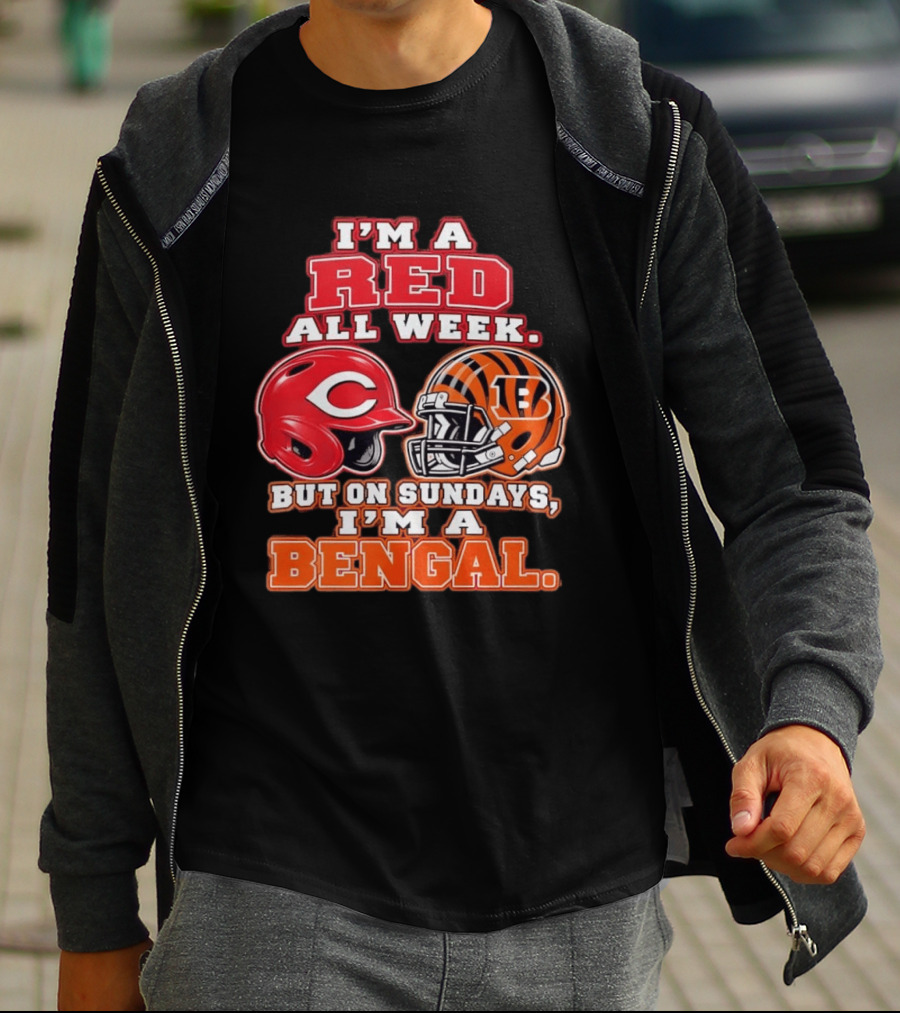 I'm A Red All Week But On Sundays I'm A Bengal Football Helmet And Baseball Helmet T-Shirt
