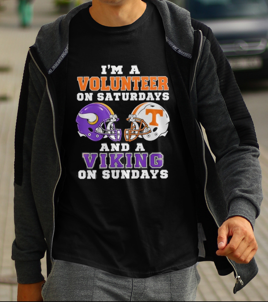 I'm A Volunteer On Saturdays And A Viking On Sundays Football Helmets T-Shirt