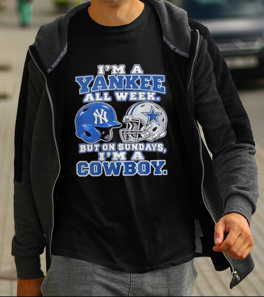 Yankee All Week But On Sundays Dallas Cowboy Football Fan T-Shirt