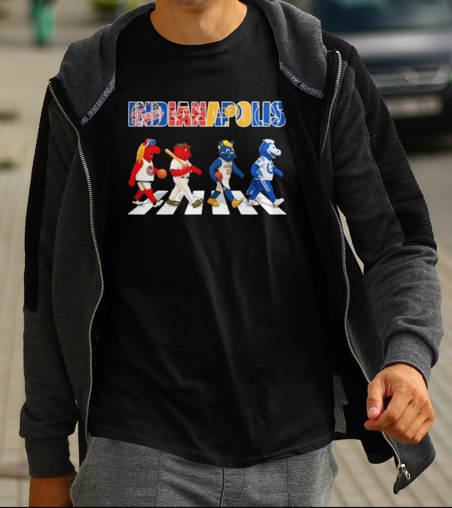 Indianapolis Fever Pacers Colts Mascots Abbey Road Collage T-Shirt