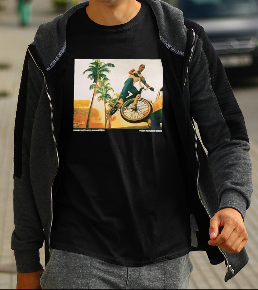 Grand Theft Auto San Andreas Rockstar Games Bicycle Scene T-Shirt