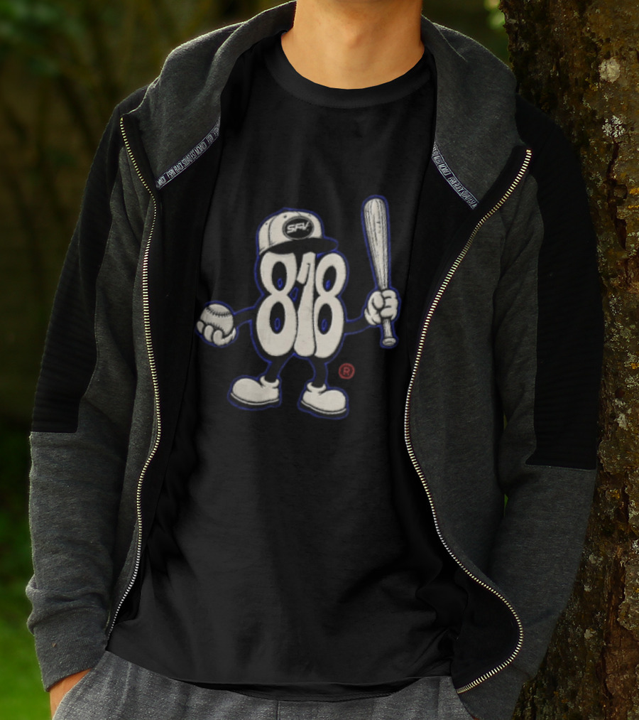 SFV 818 Character Baseball Cap Holding Bat And Ball T-Shirt