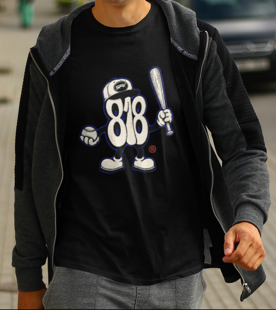 SFV 818 Character Baseball Cap Holding Bat And Ball T-Shirt