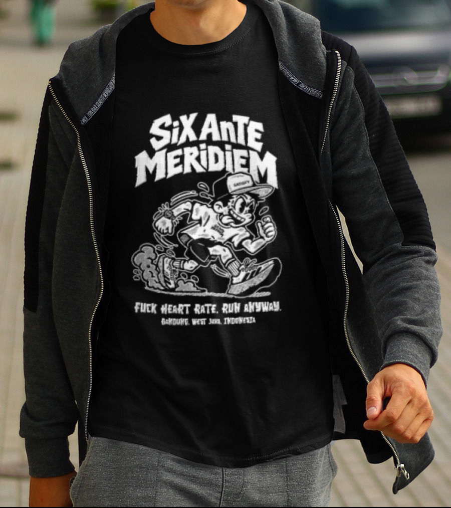 Six Ante Meridiem Fuck Heart Rate Run Anyway Runner Enthusiast Motivation T-Shirt
