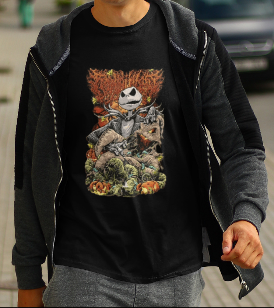 Jack Skellington Pumpkin Worms Insects Halloween Scene T-Shirt