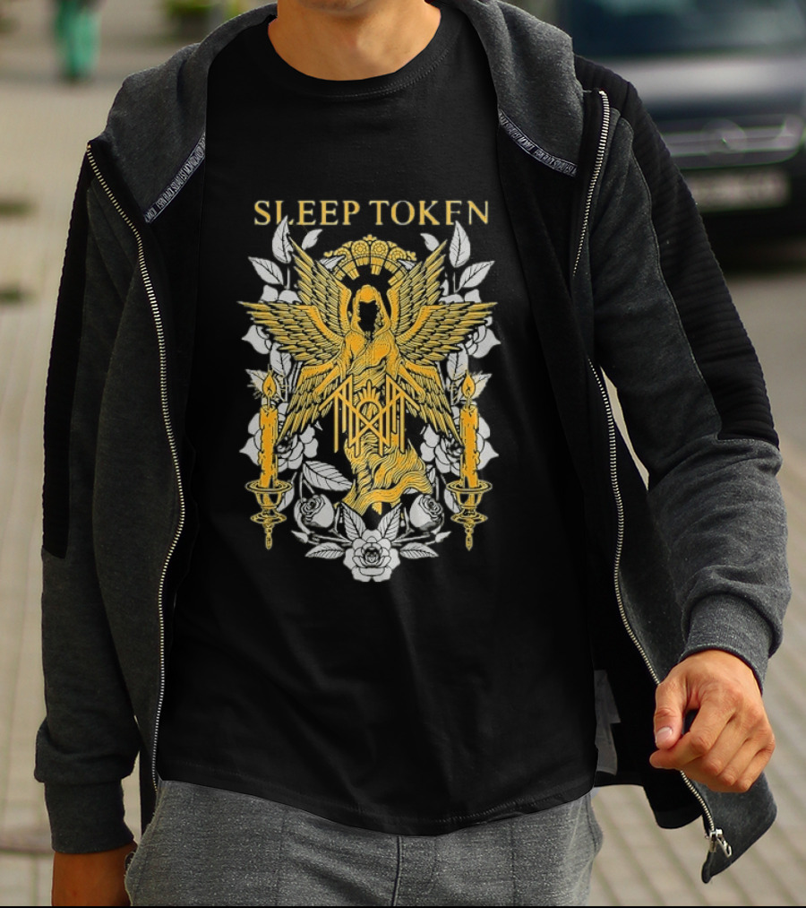 Sleep Token Angelic Golden Ascendant With Candles And Roses T-Shirt