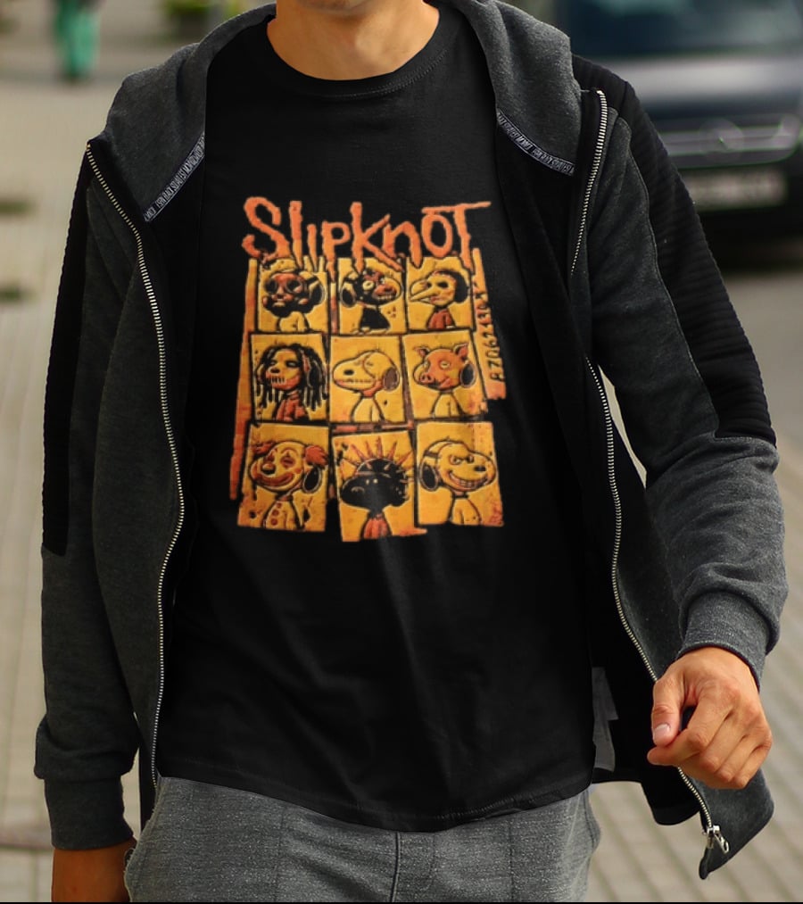 Slipknot Characters In Panels With Numbers And Cartoon Faces T-Shirt