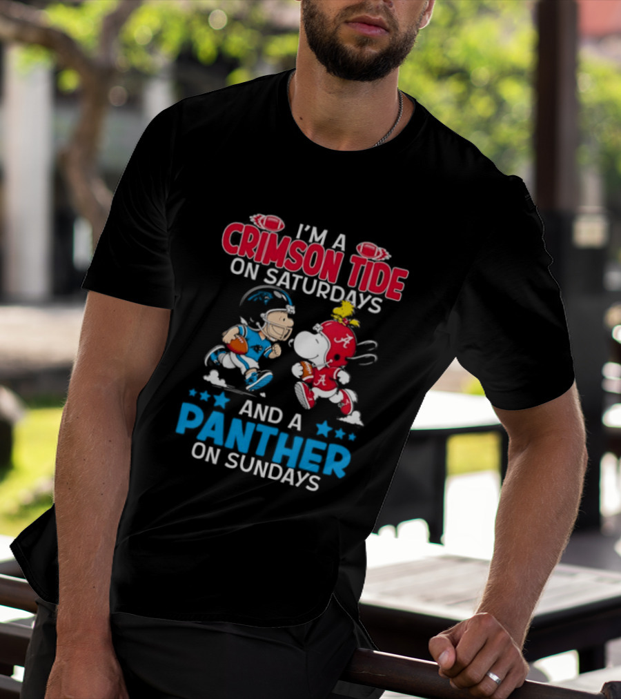 I'm A Crimson Tide On Saturdays And A Panther On Sundays Snoopy And Charlie Brown T-Shirt