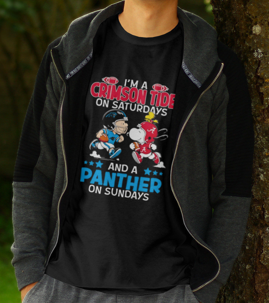 I'm A Crimson Tide On Saturdays And A Panther On Sundays Snoopy And Charlie Brown T-Shirt