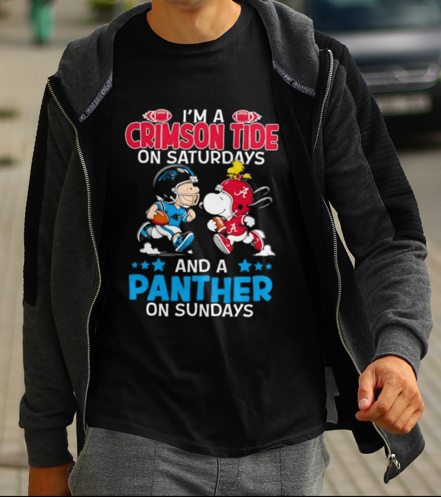 I'm A Crimson Tide On Saturdays And A Panther On Sundays Snoopy And Charlie Brown T-Shirt