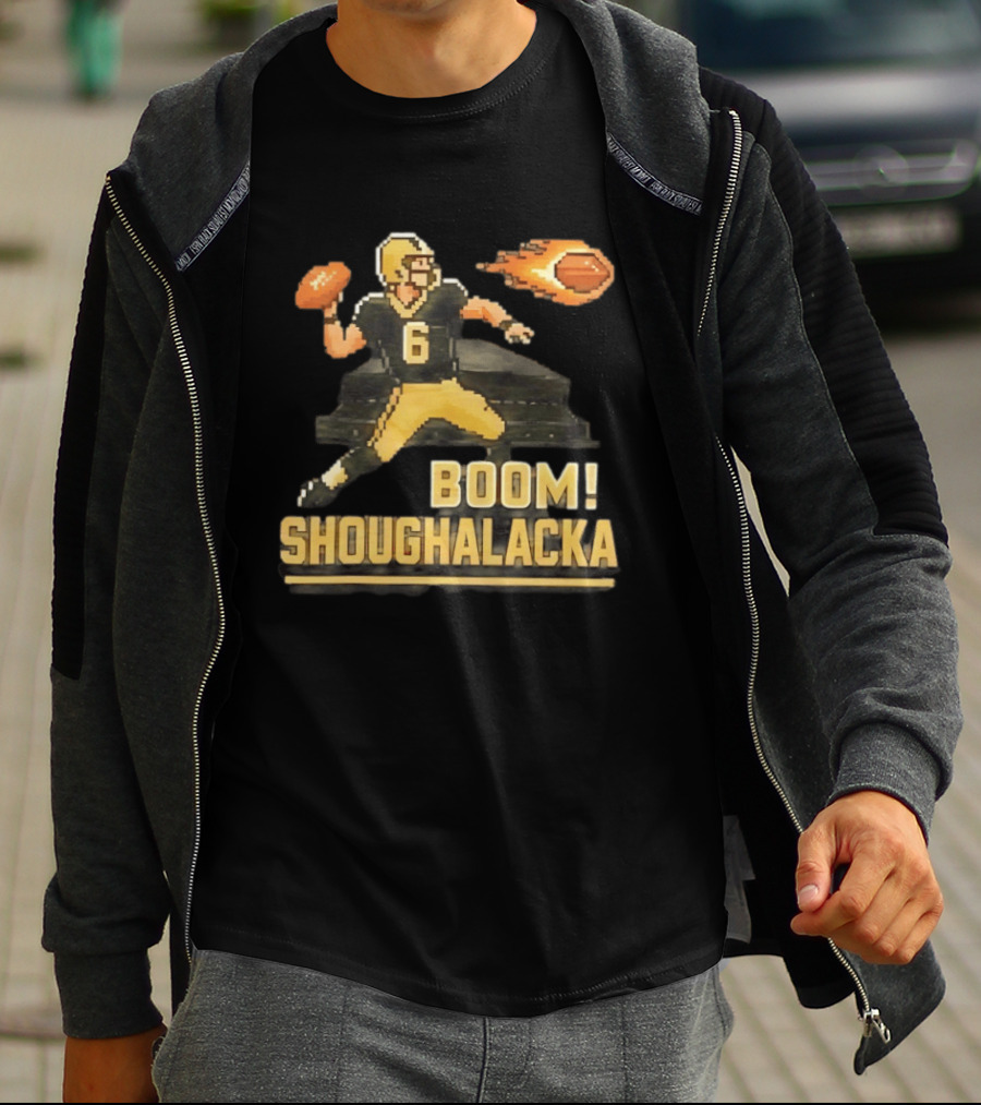New Orleans Saints Boom Shoughalacka Pixel Art Throwback Football Player T-Shirt