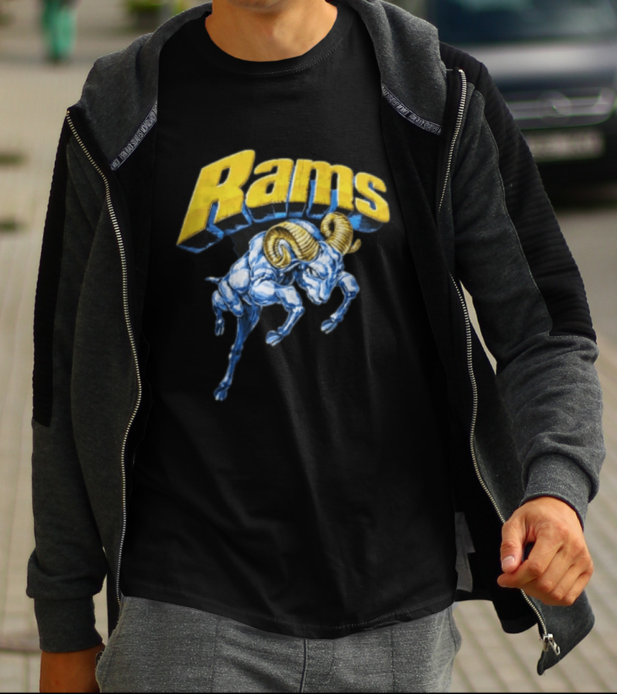 Rams Blue Bull Charging With Golden Horns Majestic Power T-Shirt