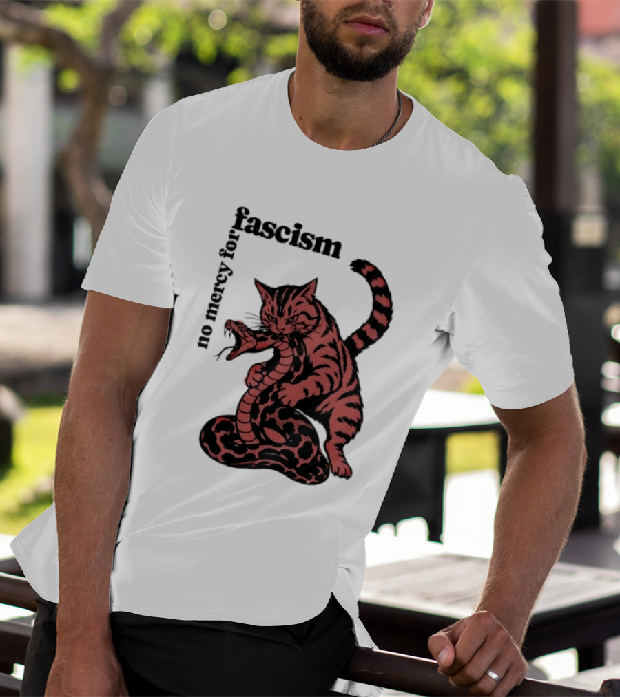No Mercy For Fascism Cat And Snake T-Shirt