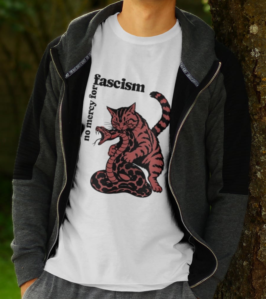 No Mercy For Fascism Cat And Snake T-Shirt