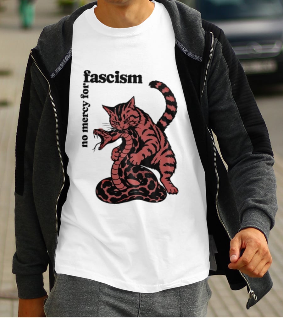 No Mercy For Fascism Cat And Snake T-Shirt