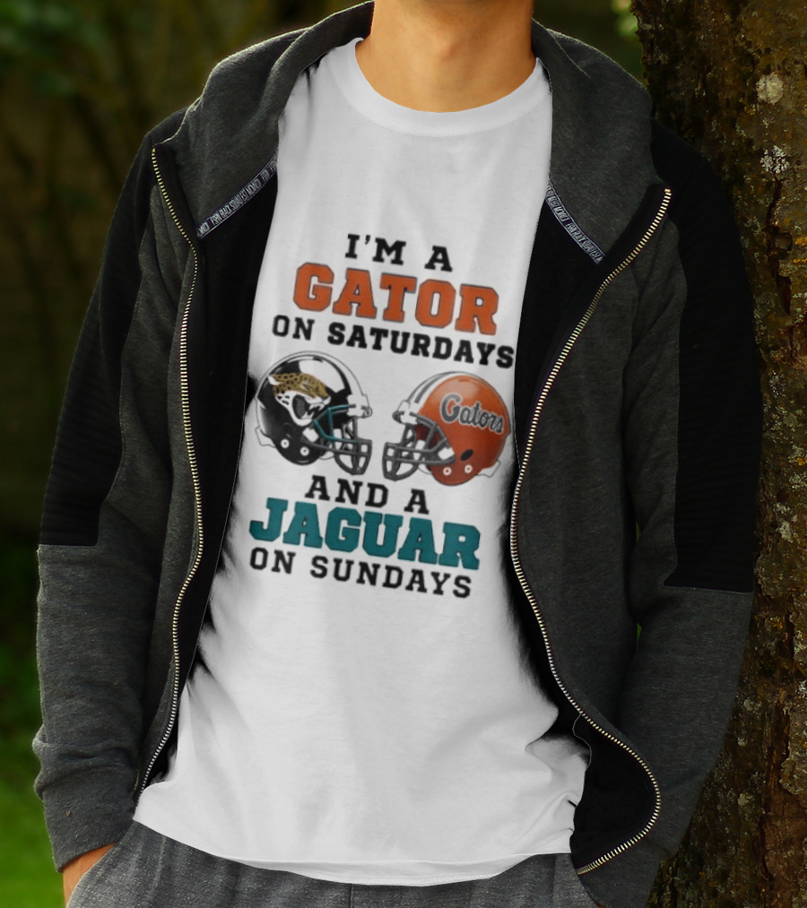 I'm A Gator On Saturdays And A Jaguar On Sundays Football Fan Phrase Helmet T-Shirt