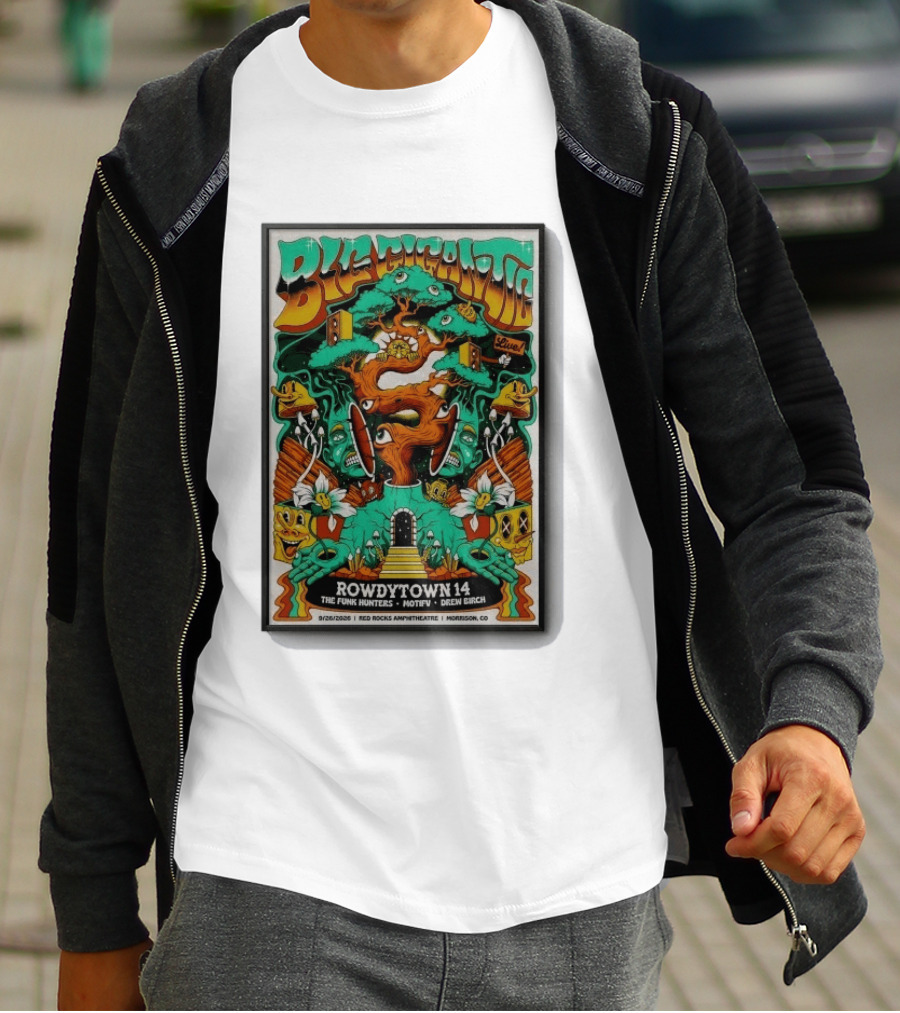 Big Gigantic Live Rowdytown 14 Red Rocks Amphitheatre September 26 2026 Morrison CO The Funk Hunters Motifv Drew Birch T-Shirt