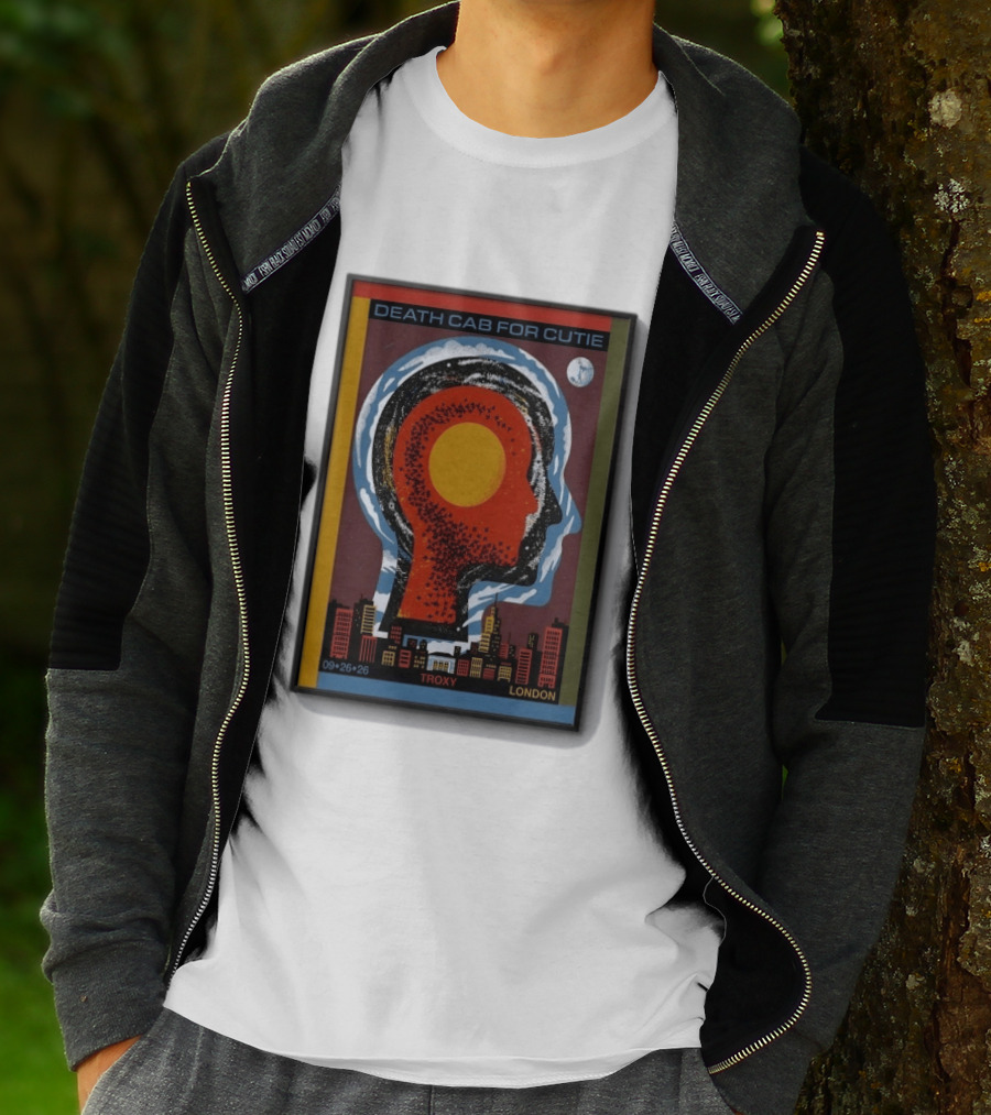Death Cab For Cutie Troxy London 09.26.26 Concert Urban Skyline And Moon T-Shirt