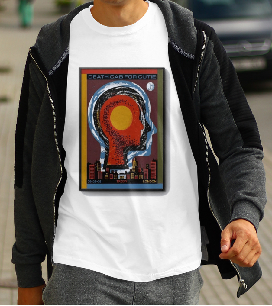 Death Cab For Cutie Troxy London 09.26.26 Concert Urban Skyline And Moon T-Shirt