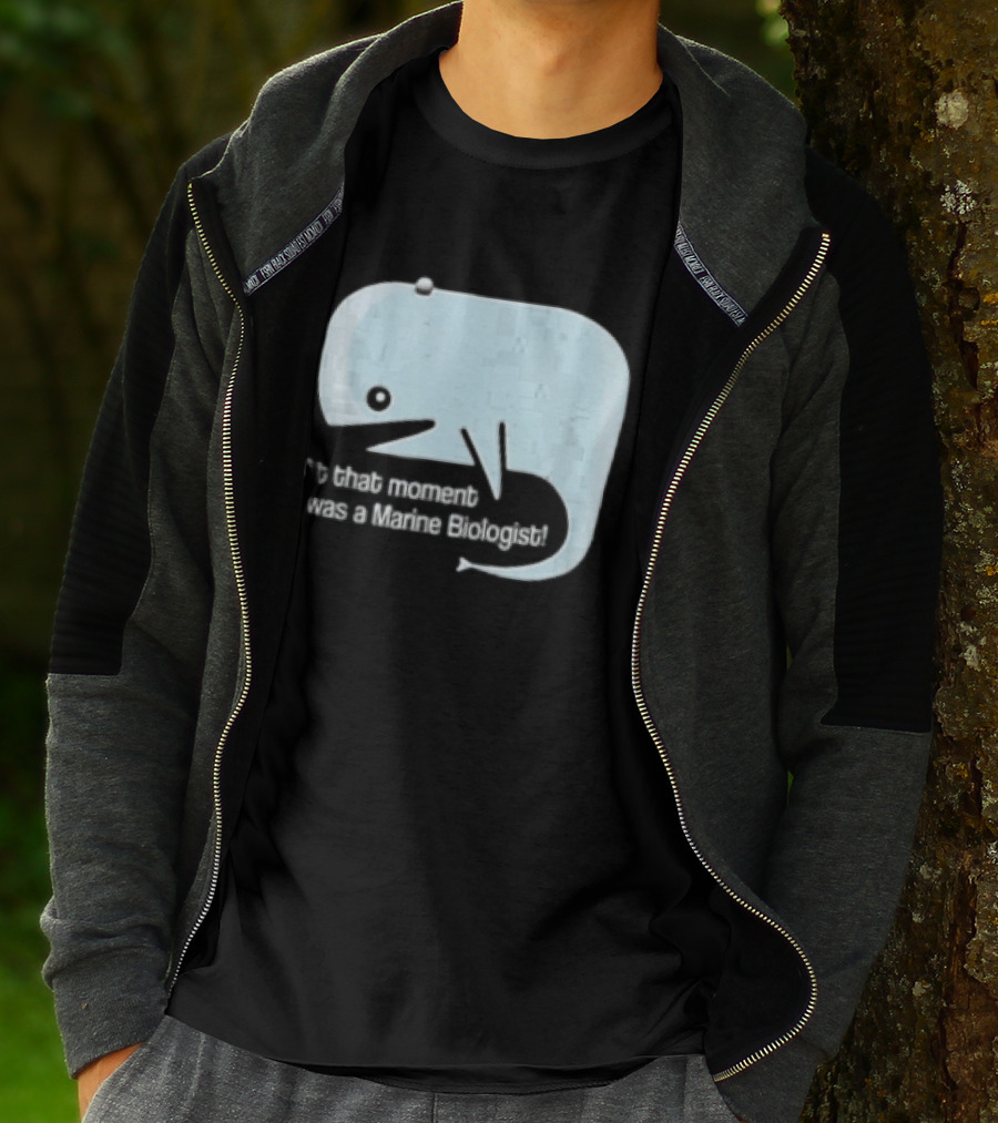 At That Moment I Was A Marine Biologist Light Blue Whale Cartoon T-Shirt