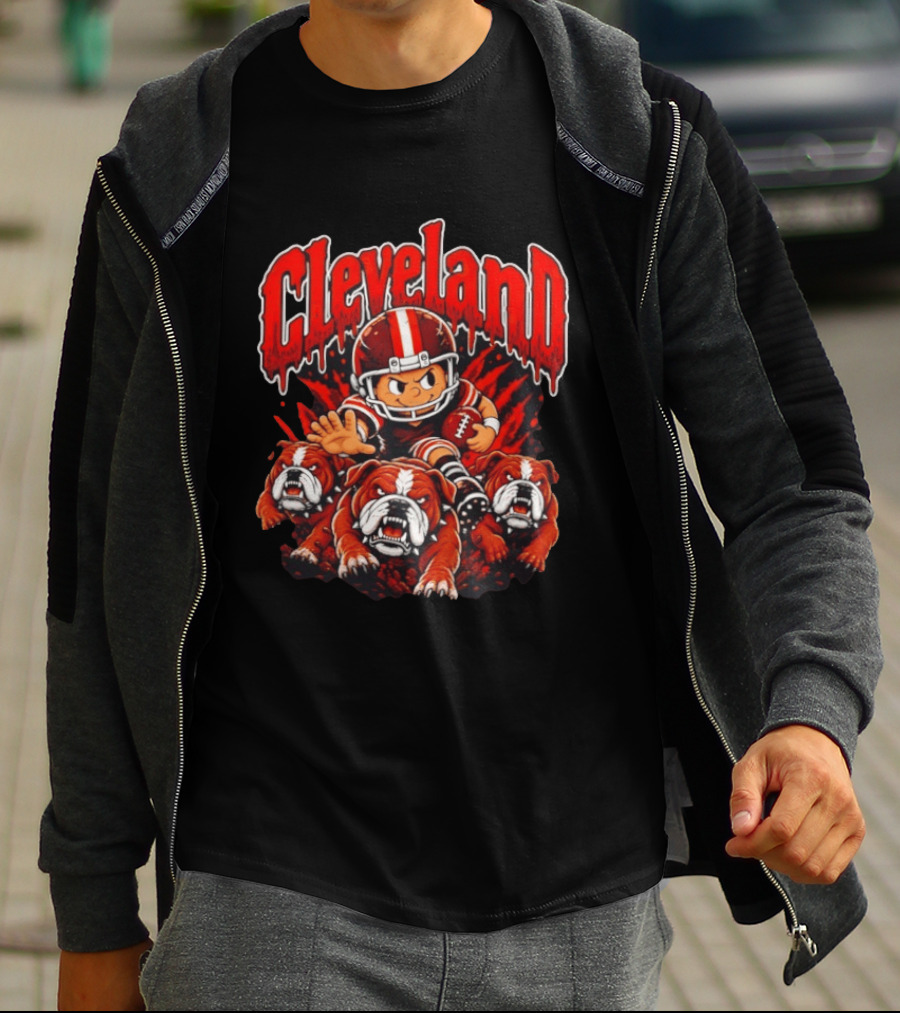 Cleveland Browns Bulldog Football Cartoon Vintage Style 2026 T-Shirt