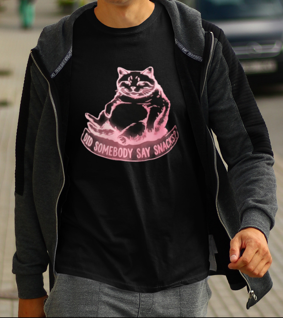 Did Somebody Say Snacks Fat Cat Neon Sitting T-Shirt
