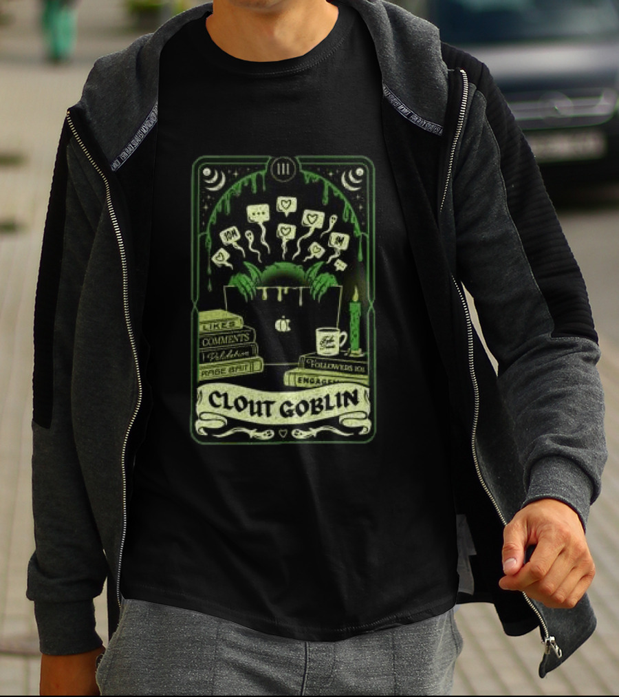 Do We Know Them Clout Goblin Tarot Card Style Social Media Icons And Keywords T-Shirt