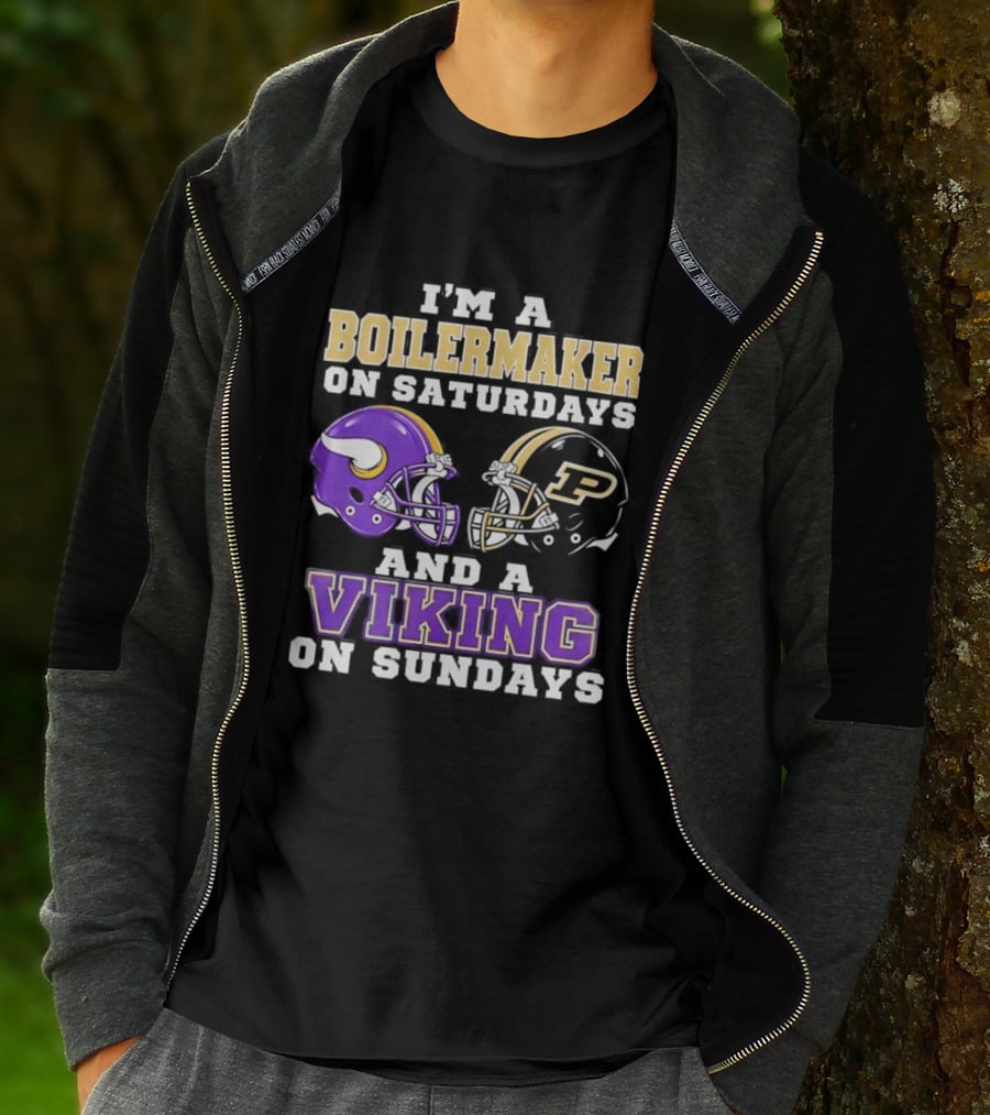 I'm A Boilermaker On Saturdays And A Viking On Sundays Football Helmets T-Shirt