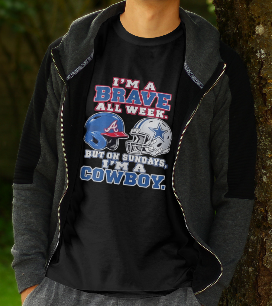 I'm A Brave All Week But On Sundays I'm A Cowboy Helmet Combination T-Shirt