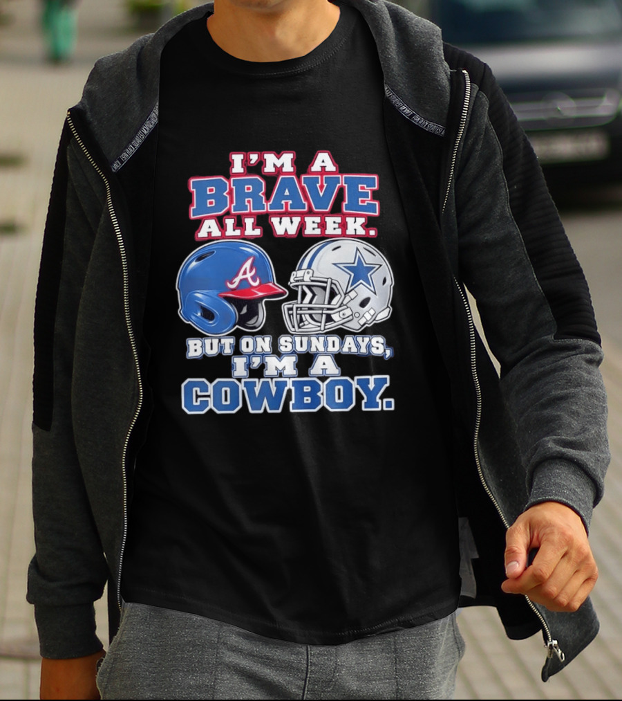 I'm A Brave All Week But On Sundays I'm A Cowboy Helmet Combination T-Shirt
