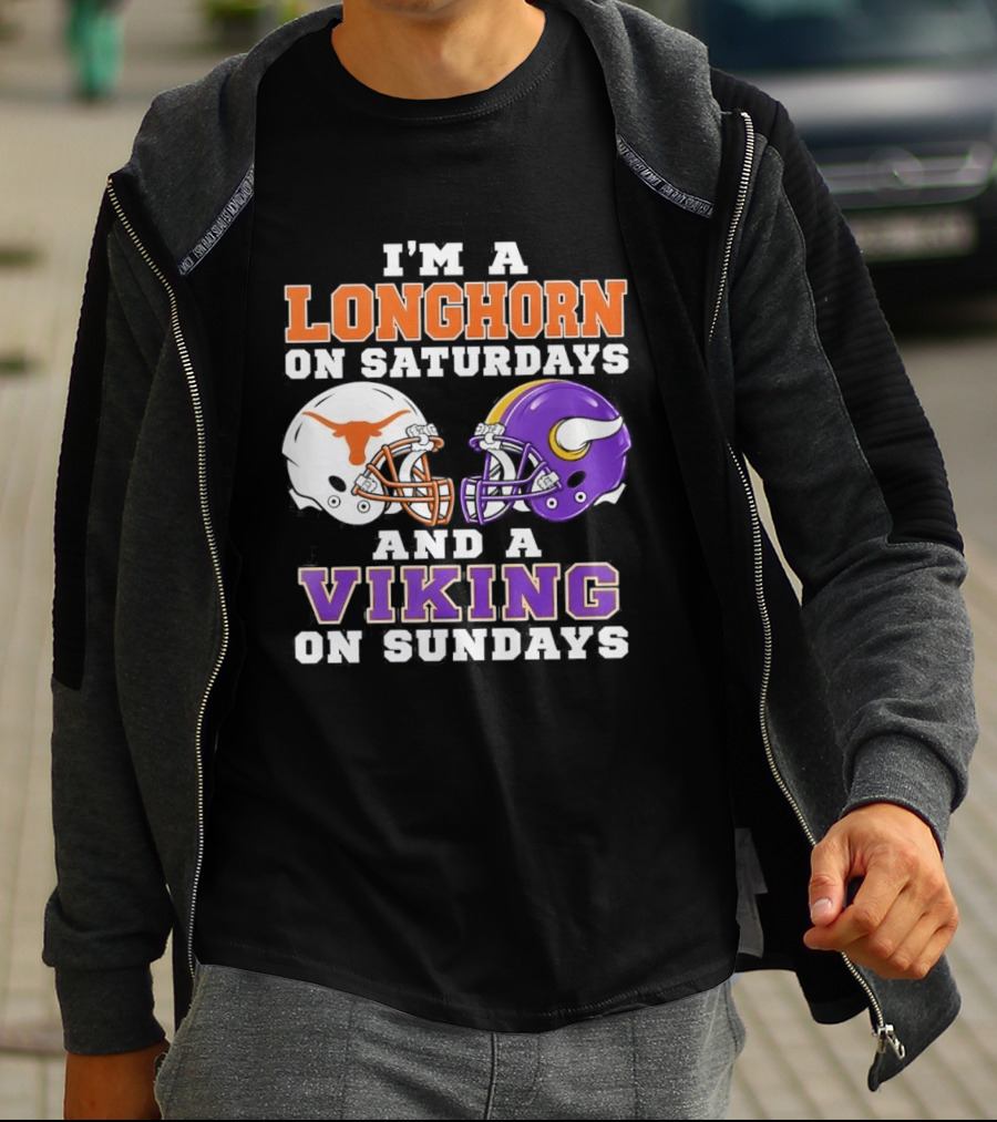 I'm A Longhorn On Saturdays And A Viking On Sundays Football Helmets T-Shirt