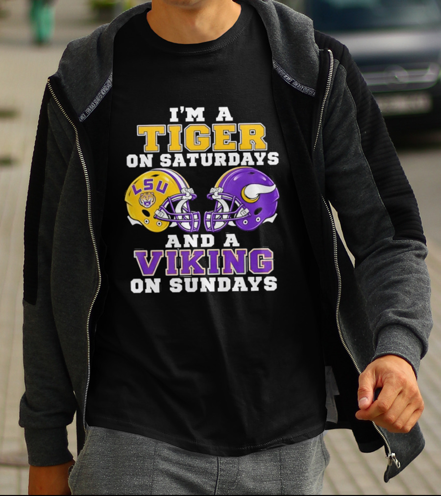 LSU Tiger Saturdays And Viking Sundays Football Fan T-Shirt