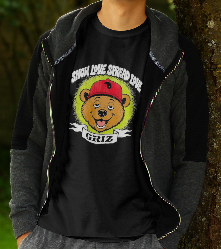 Griz Show Love Spread Love 1990's Bear Hat T-Shirt