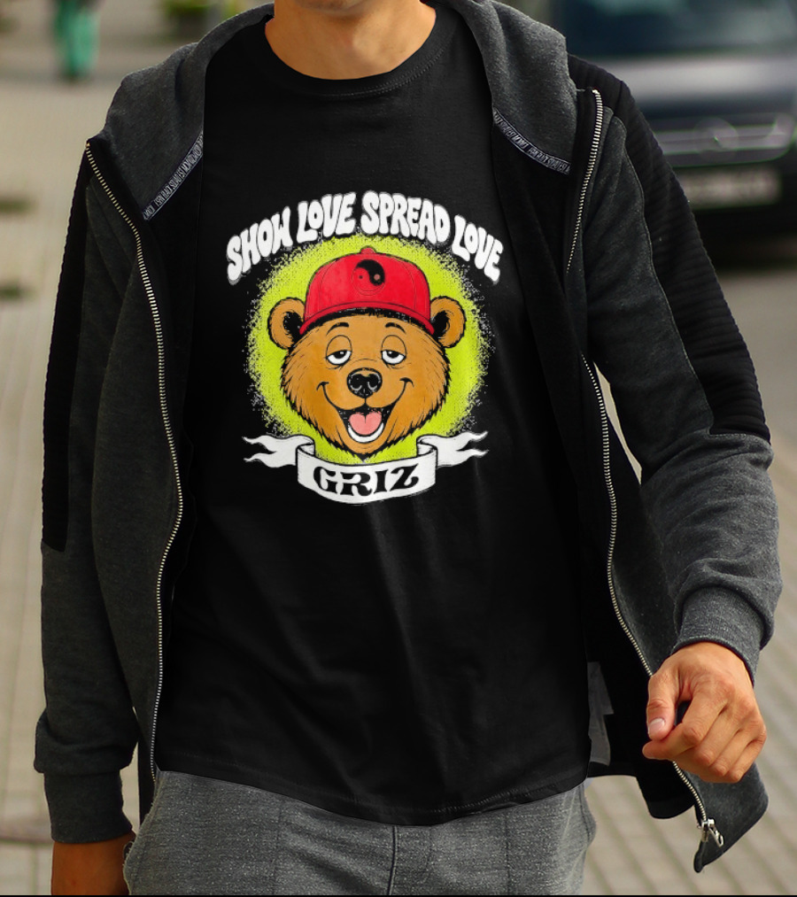 Griz Show Love Spread Love 1990's Bear Hat T-Shirt