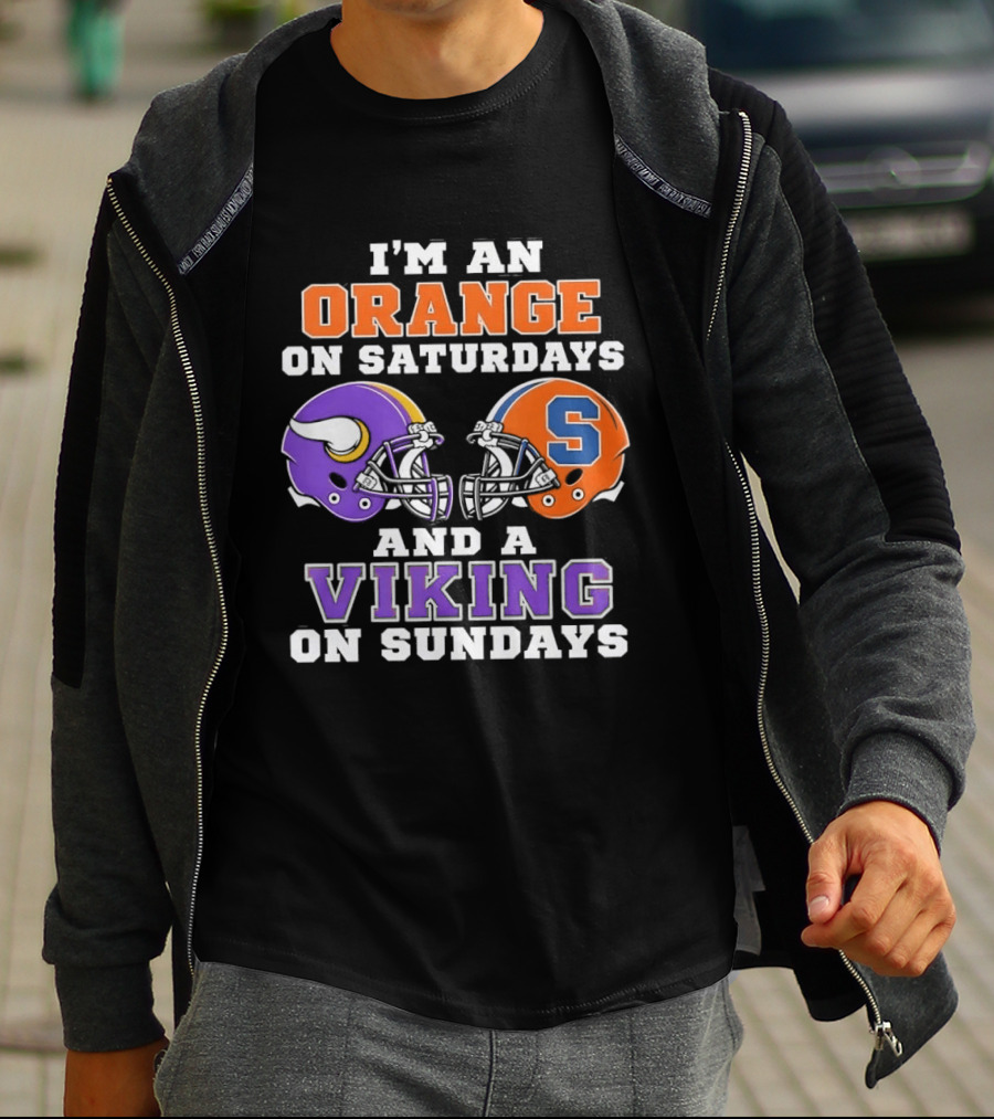 I'm An Orange On Saturdays And A Viking On Sundays Football Helmets T-Shirt