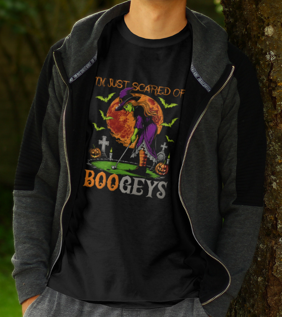 I'm Just Scared Of Bogeys Halloween Golf Witch Graveyard T-Shirt
