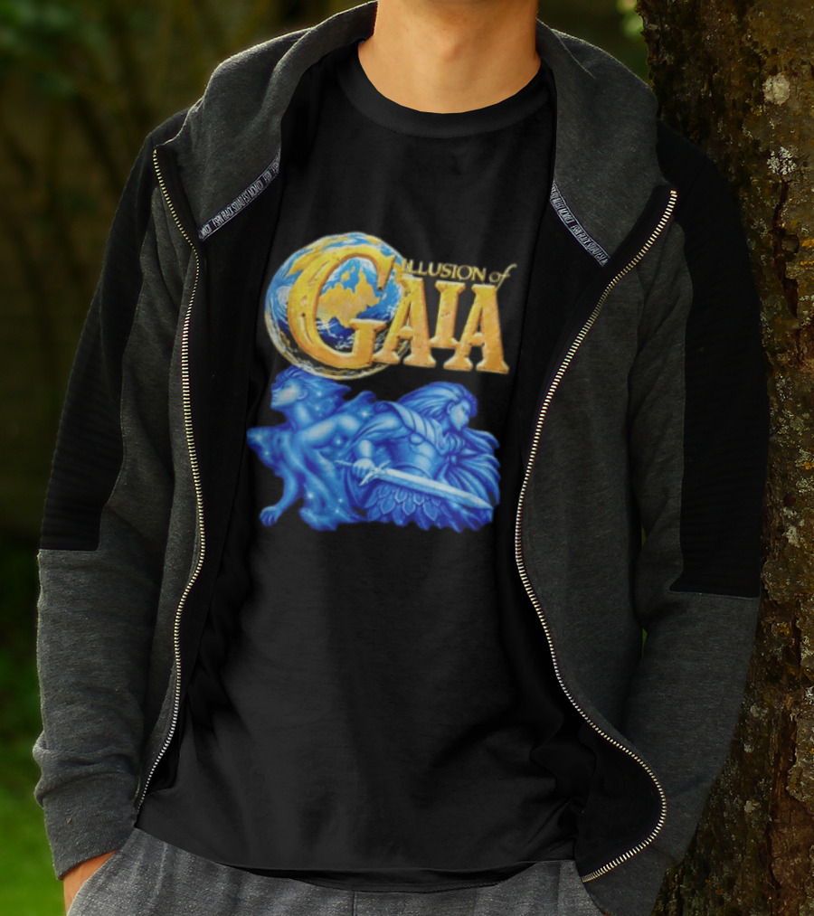 Illusion Of Gaia Earth Globe Blue Figures Sword T-Shirt