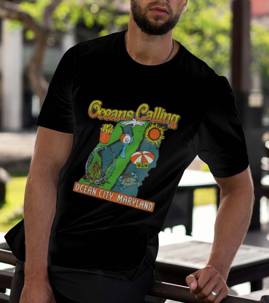 Oceans Calling Ocean City Maryland Festival Map Lineup T-Shirt