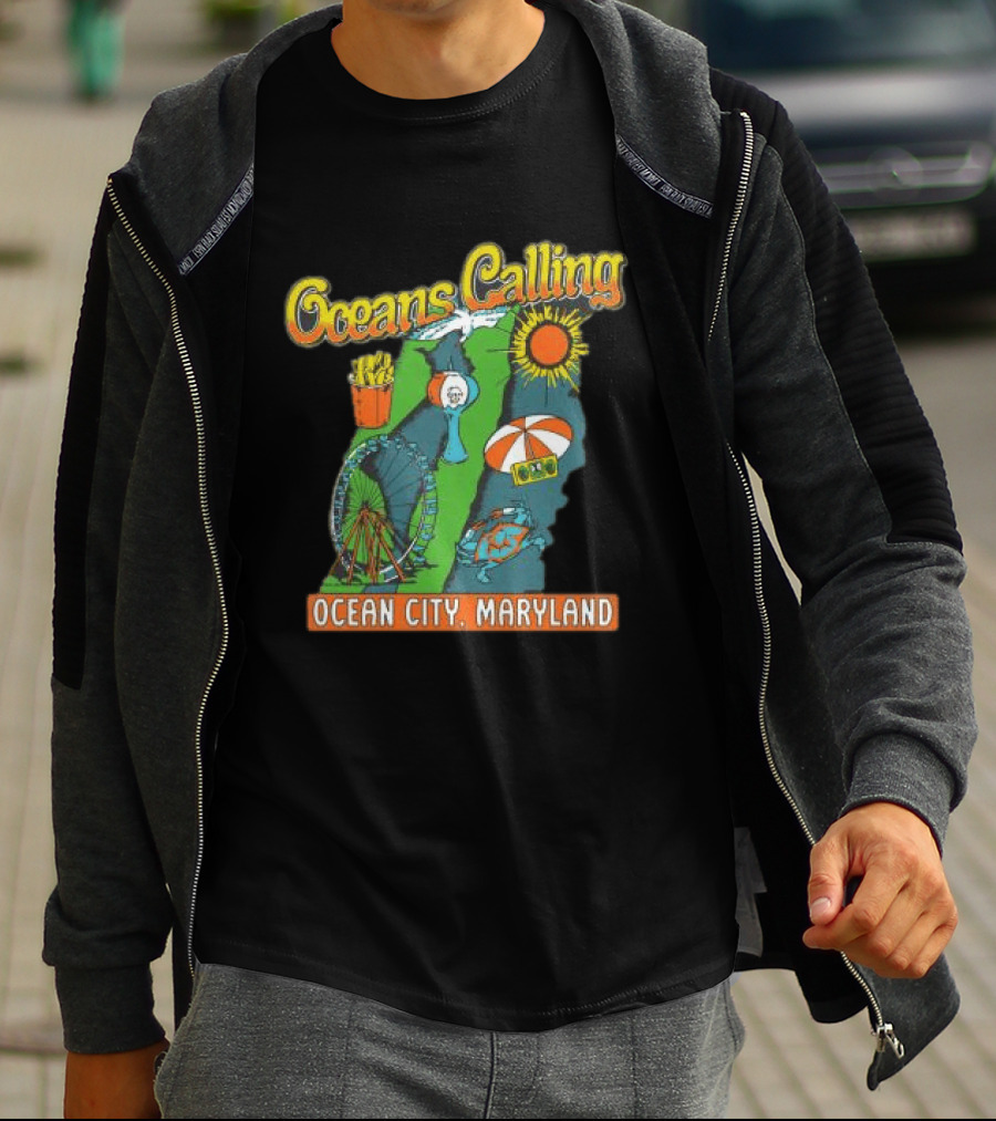 Oceans Calling Ocean City Maryland Festival Map Lineup T-Shirt