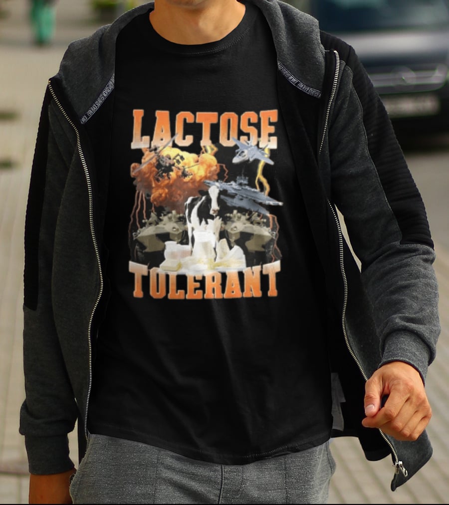 Lactose Tolerant Cow With Military Vehicles And Explosions T-Shirt