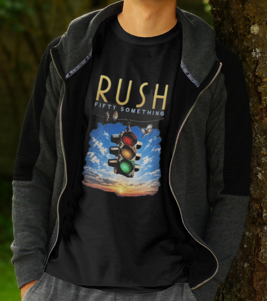 Rush Fifty Something Traffic Light Birds Blue Sky Sunset T-Shirt