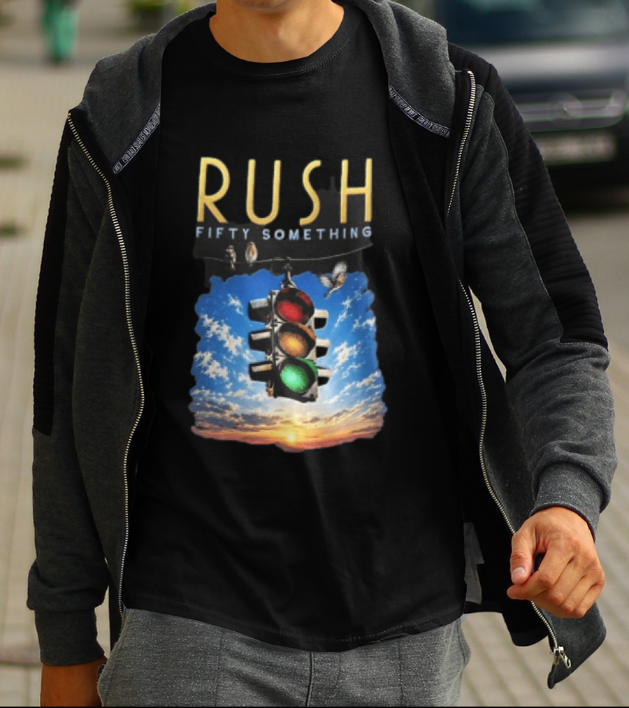 Rush Fifty Something Traffic Light Birds Blue Sky Sunset T-Shirt
