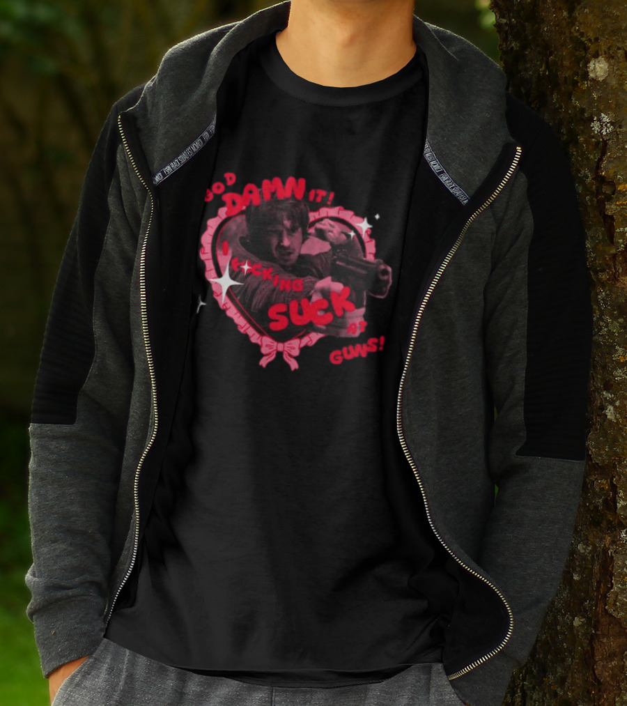 God Damn It I Suck At Guns Heart Ribbon T-Shirt