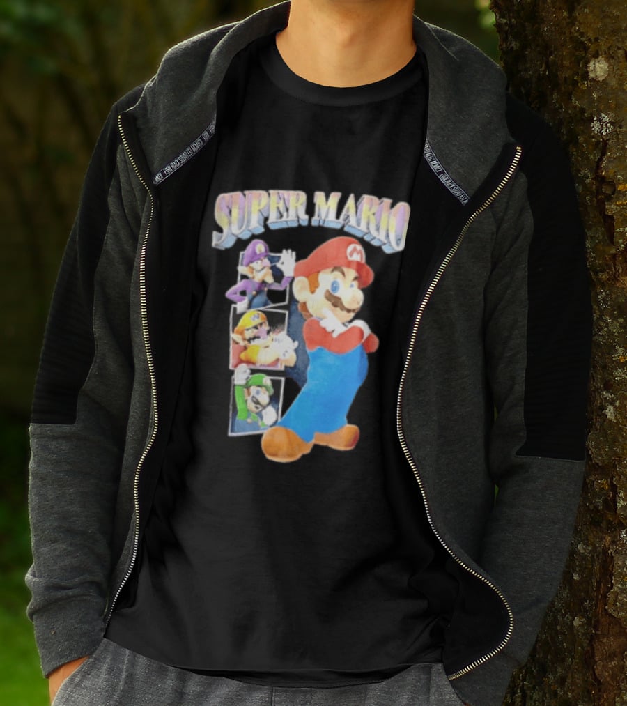 Super Mario With Luigi Wario And Waluigi Characters T-Shirt