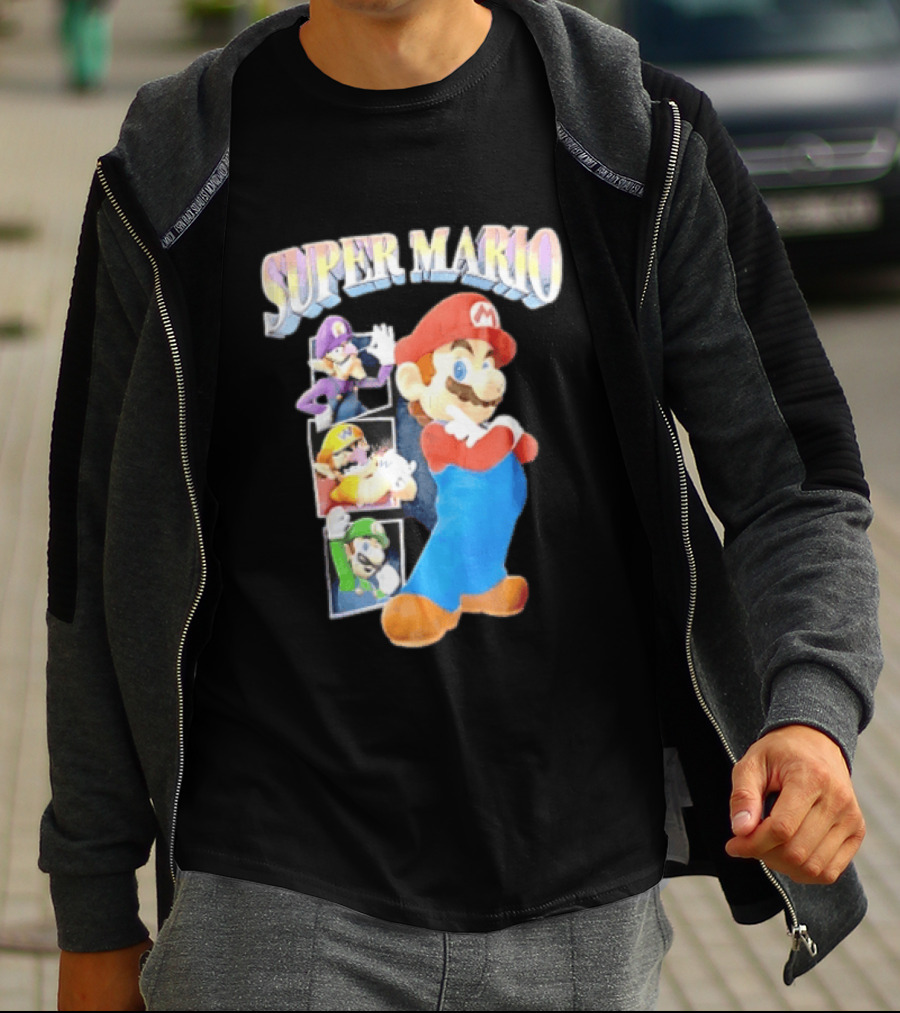 Super Mario With Luigi Wario And Waluigi Characters T-Shirt