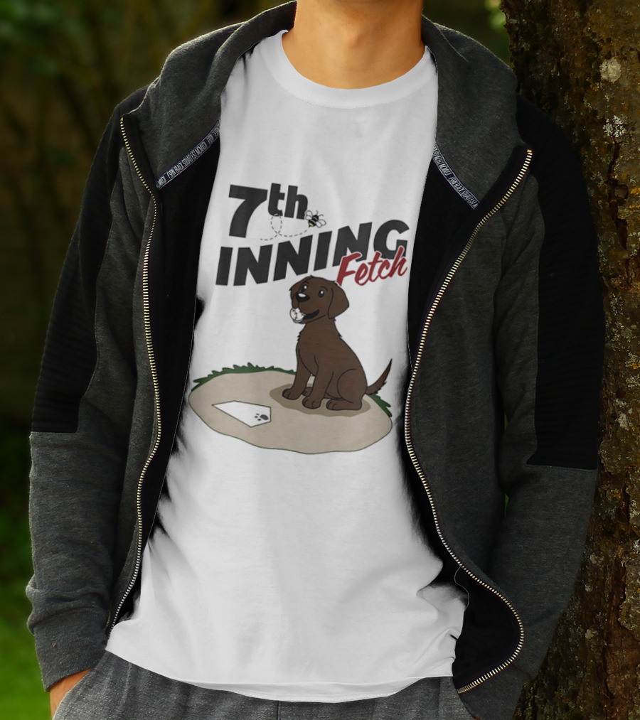 7th Inning Fetch Chocolate Lab Baseball Puppy T-Shirt