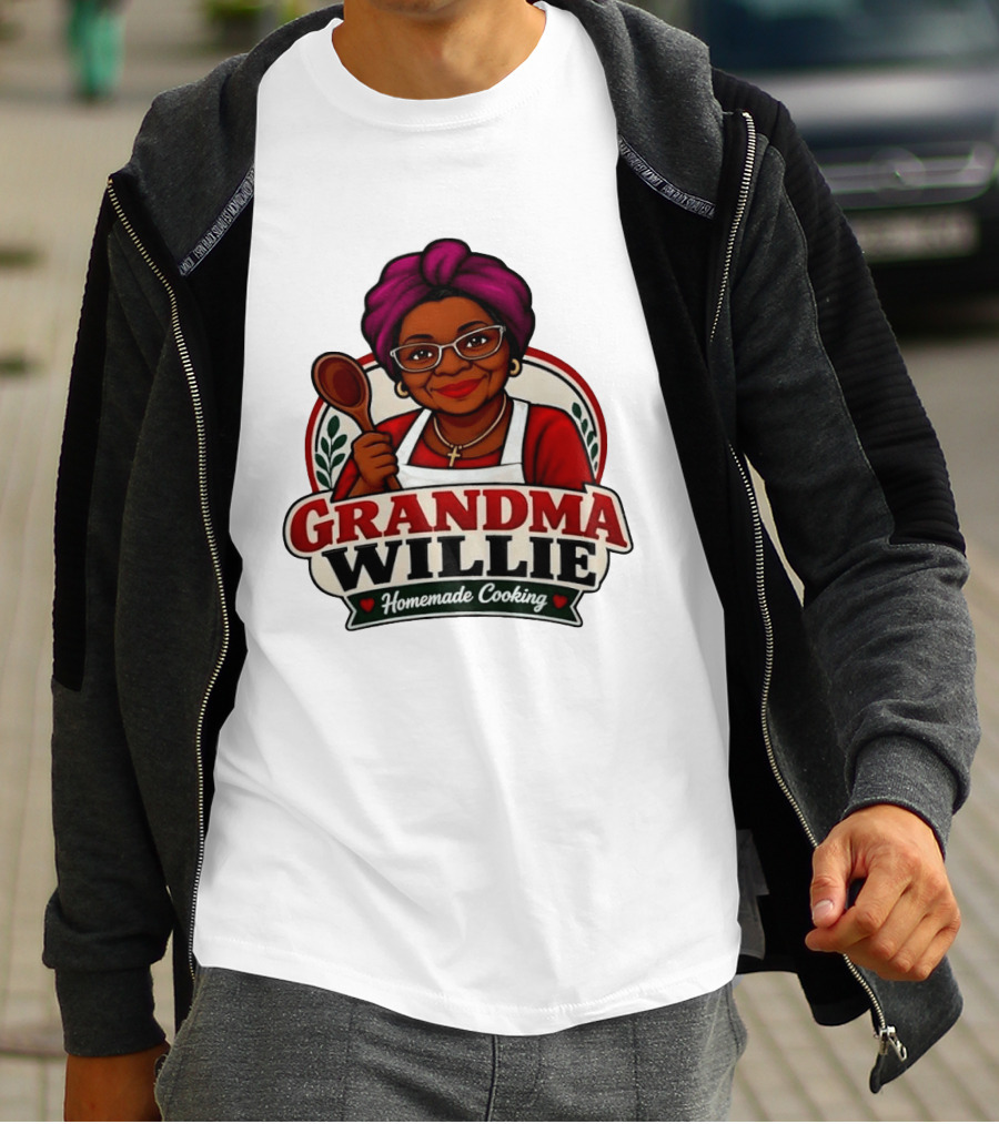 Grandma Willie Homemade Cooking Kitchen Apron Vector T-Shirt