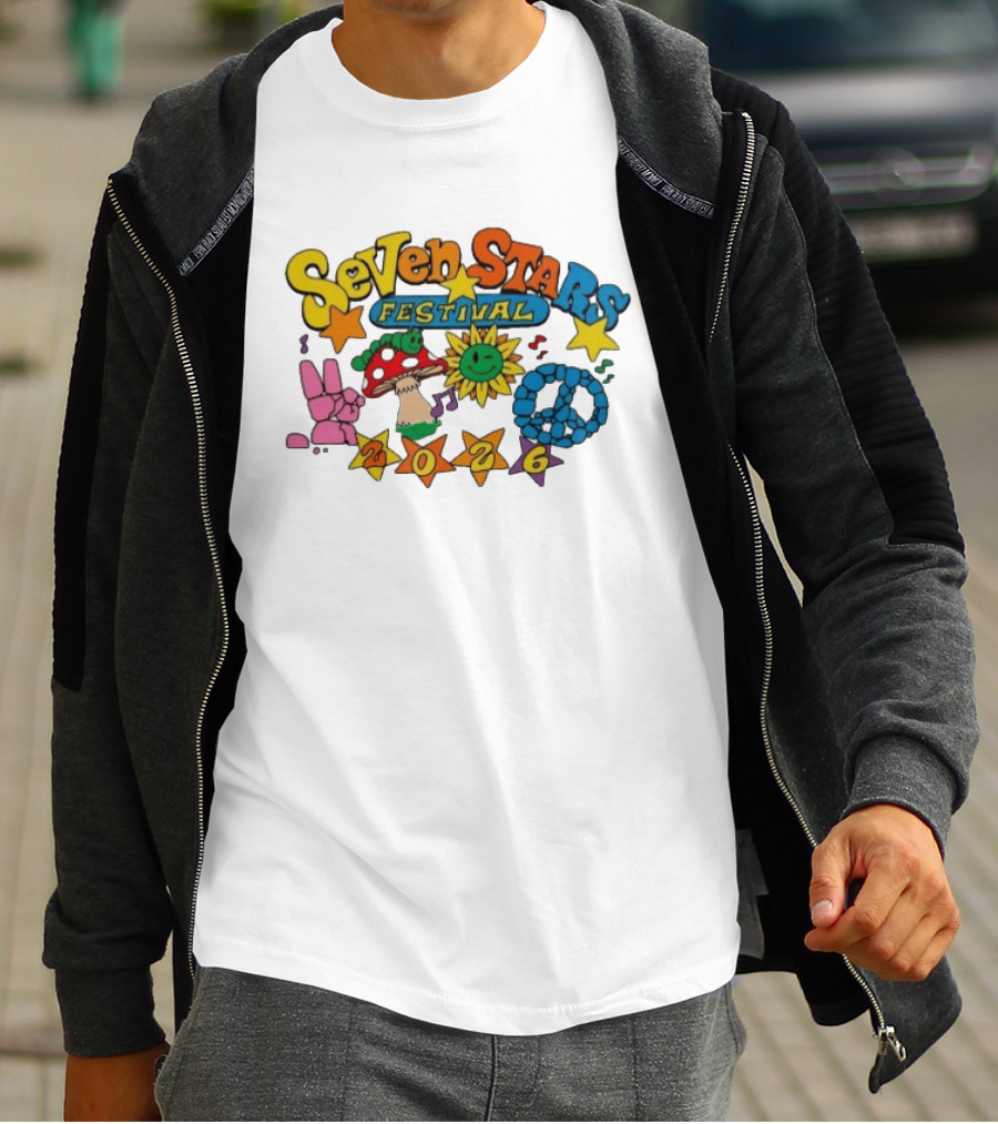 Seven Stars Festival 2026 Peace Mushroom Sun Music T-Shirt