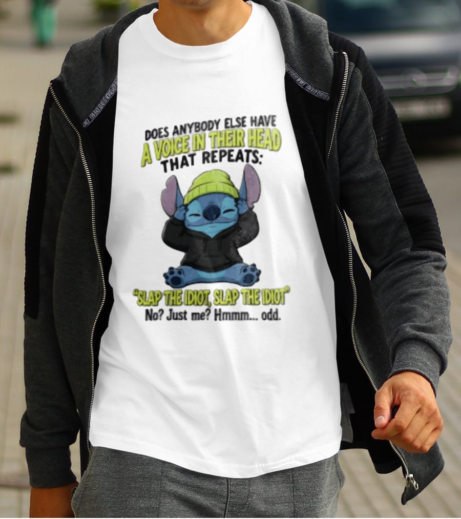 Does Anybody Else Have A Voice In Their Head That Repeats Slap The Idiot Slap No Just Me Hmmm Odd T-Shirt