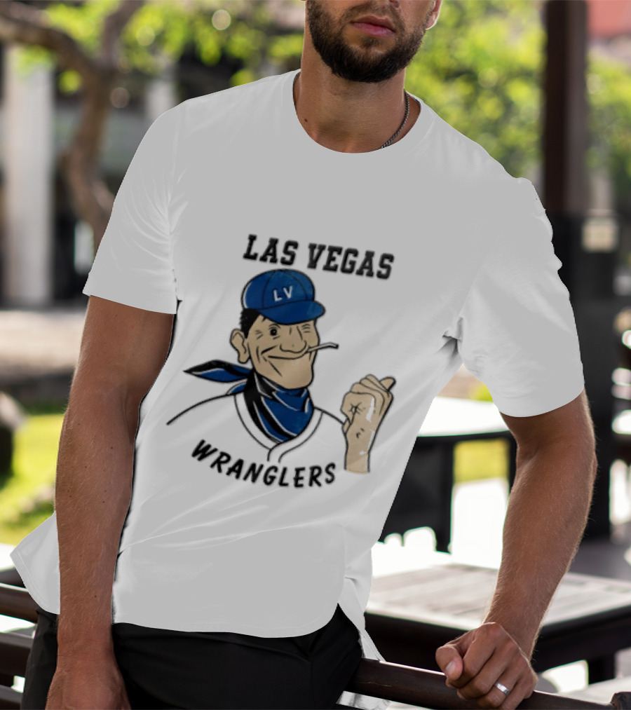 Las Vegas Wranglers Vintage Cartoon Character With Hat And Bandana T-Shirt